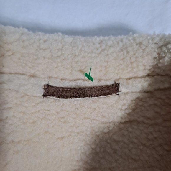 Vintage Sheepskin Coat Woman XL Real Sueded Brown Beige Button Front Western - Picture 3 of 12